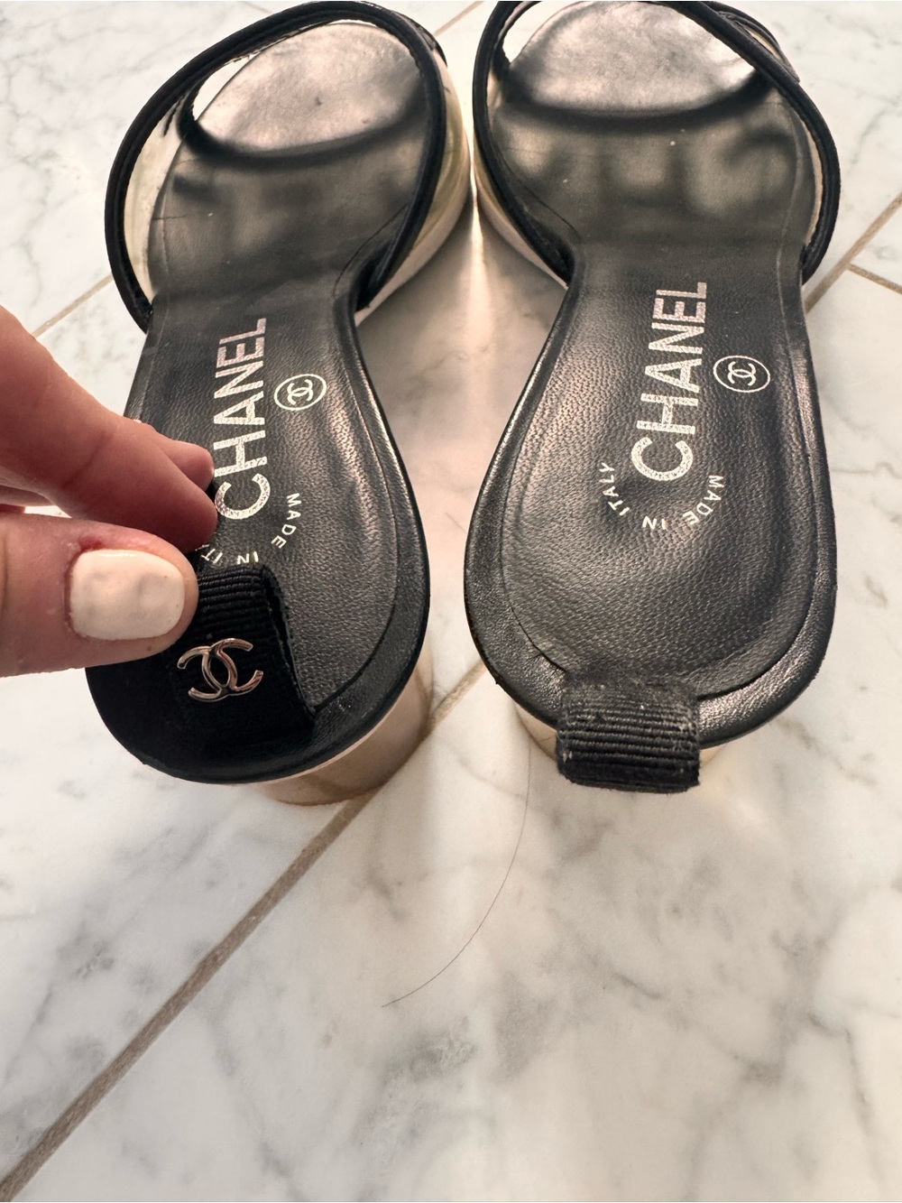 CHANEL Black Clear Logo Slide Mules - Picture 4 of 6